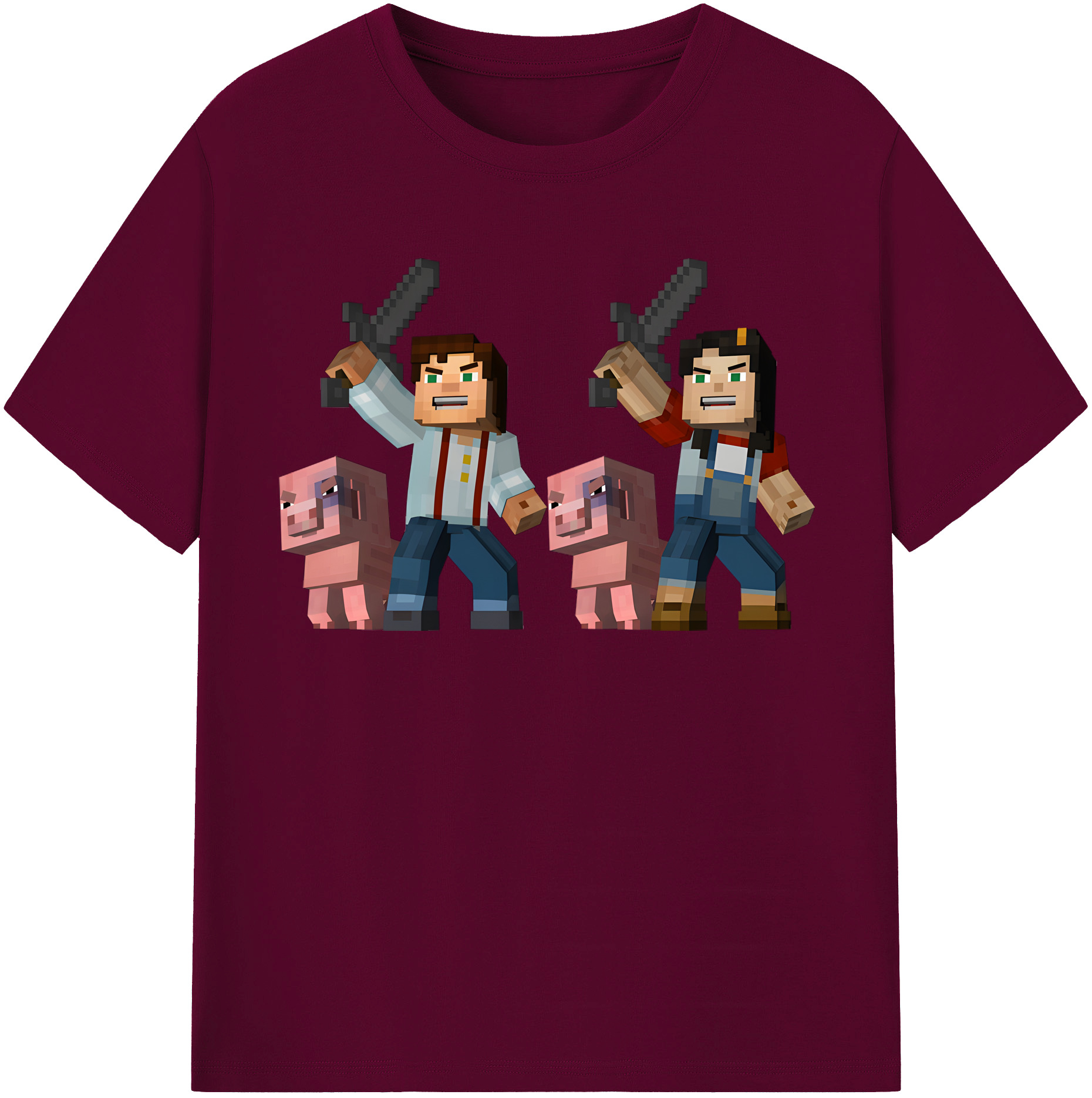 （画像用） マインクラフト ブロックの世界 Minecraft MC Block world レディースカジュアルプリントTシャツ（綿100％）
